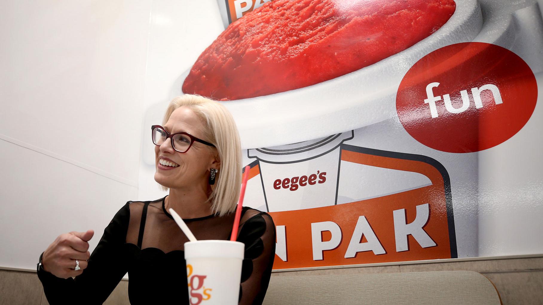 Sinema drops into Tucson, talks border razor wire, veteran care and emergency order